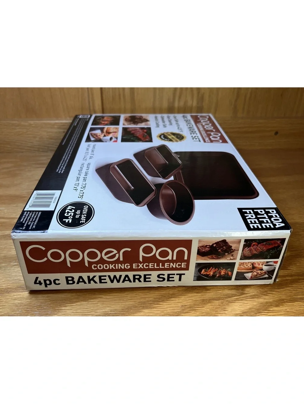 Copper Pan 4pc Bakeware Set - Oven Safe, Nonstick Coating, Dishwasher Safe